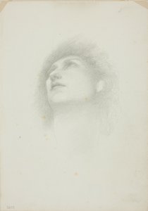 Hodet til en kvinne med ansiktet oppovervendt av Sir Edward Burne Jones