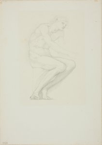 Sittende mann naken av Sir Edward Burne Jones