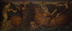 Cupid and Psyche - Palace Green veggmalerier - Psyche gir mynten til Ferryman of the Styx, 1881. av Sir Edward Coley Burne Jones