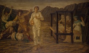 Cupid and Psyche - Palace Green Murals - Psyche satt av Venus the Task, 1881. av Sir Edward Coley Burne Jones