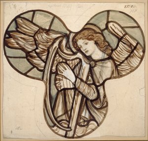 Design for glassmalerier i Lyndhurst Church: An Angel Harpist, 1862 av Sir Edward Coley Burne Jones