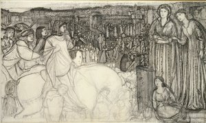 Gualdrada Donati presenterer datteren sin til Buondelmente, ca 1850-tallet av Sir Edward Coley Burne Jones