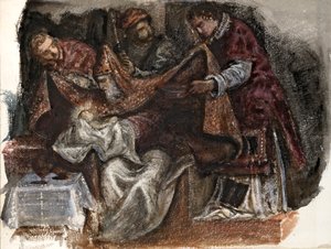 Studie fra Tintorettos omskjæring i Scuola Grande di San Rocco, 1862 av Sir Edward Coley Burne Jones