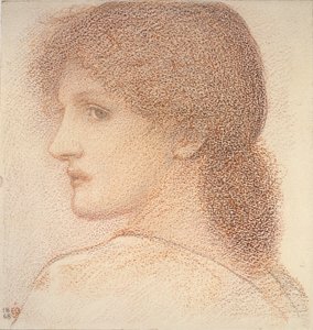 Studie av en kvinnes hode, vendt til venstre, 1886 av Sir Edward Coley Burne Jones