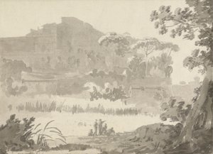 Vatikanet fra veien til Ponte Mola av Sir George Howland Beaumont seventh Baronet