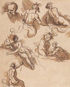 Ark med klassiske figurstudier av Sir James Thornhill