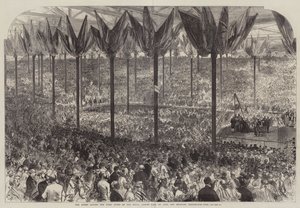 Dronningen legger ned den første steinen til Royal Albert Hall of Arts and Sciences, Kensington-Gore
