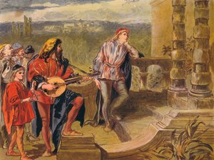Musikeren synger i The Two Gentlemen of Verona: Act IV Scene II, c1875 av Sir John Gilbert