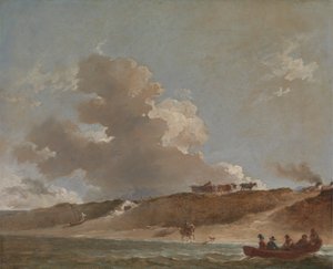 Kystlandskap med en ferge av Sir Peter Francis Bourgeois