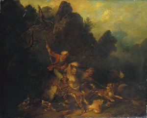 Tigerjakt av Sir Peter Francis Bourgeois
