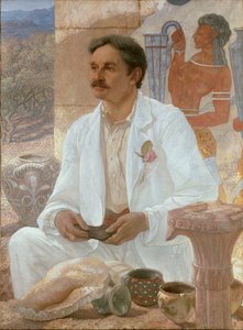 Sir Arthur Evans blant ruinene av Knossos-palasset, 1907