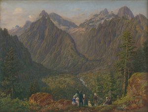 Tatra-landskap med figurer, 1855 av Slovakian School