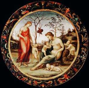 Allegory of Love Venus terrestre med Eros og Venus celeste med Anteros og to amoriner