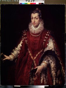 ""Portrett av en patrisier, medlem av en velstående familie i middelalderens Italia"" (Portrett av en patrisier) Rikt kledd ung kvinne, pels på armen, blondekrage og fløyelskjole. Maleri av Sofonisba Anguissola (1532-1625) 1558 Lviv, Museum of av Sofonisba Anguissola