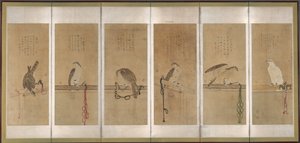 Tethered Hawks, før 1606. av Soga Chokuan