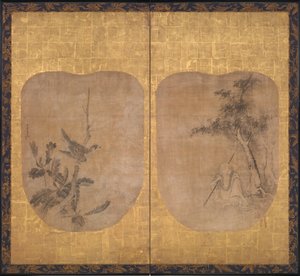 Daoist Sage under a Tree and Hawk on a Branch, midten av 1600-tallet. av Soga Nichokuan
