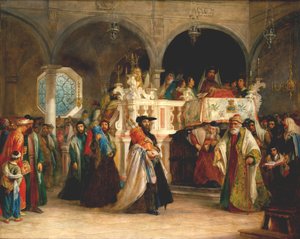 Festen for Toraens glede ved synagogen i Leghorn, Italia, 1850