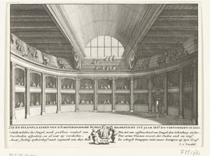 Teateret til Jacob van Campen sett fra scenen, 1658 av Solomon Savery