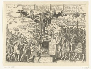 Reproduksjon av tegneserien på statuen av Alva, 1571 av Sons, and Stewart, G. Waterston