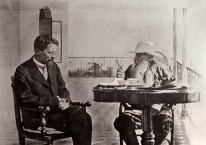 Leo Tolstoj og Anton Tsjekhov, russiske forfattere, 1902