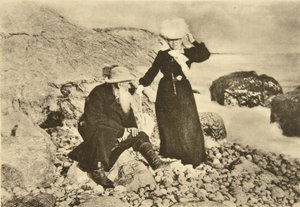 Den russiske forfatteren Leo Tolstoj og hans kone Sophia ved Svartehavet, Krim, Russland, 1902