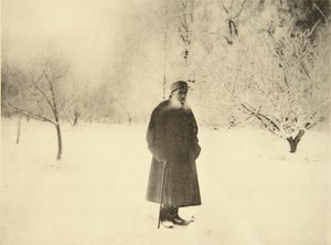 Den russiske forfatteren Leo Tolstoj tar en vintertur, 1900-tallet av Sophia Andreevna Tolstaya