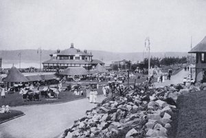 Generell utsikt over stranden, Durban (s/hvitt bilde) av South African Photographer
