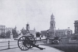 Town Gardens, viser postkontoret, Durban (s/hvitt-bilde) av South African Photographer