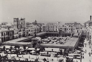 Cadiz: Plaza de Abastos (s/hvitt bilde)