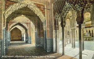 Justissalen og Løvegården, Alhambra, Granada (fargefoto) av Spanish Photographer