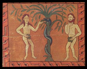 Adam og Eva, fra Sagars altertavle (tempera på panel) av Spanish School
