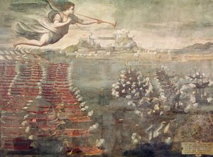 Battle of Lepanto. Victorious ships entering the Port of Messina (oil on canvas)   1423651   no       norwegian Successfully Translated  Original: Dictyota dichotoma, ca. 1853. Translat: Dictyota dichotoma, ca. 1853. 1195401 no norwegian Successfully Trans av Spanish School