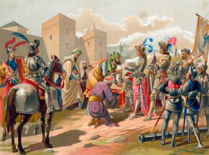 Boabdil overgir Granada til den katolske kronen av Spanish School
