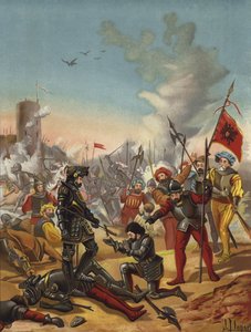 Fangst av kong Frans I av Frankrike i slaget ved Pavia, Italia, 1525