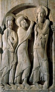 Kristus og pilegrimene til Emmaus, laget av mesteren til Saint Dominic of Silos av Spanish School
