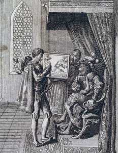 Christopher Columbus tilbyr sine tjenester til kongen av Portugal av Spanish School