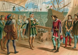 Columbus ignorerer ordrene fra den portugisiske admiralen av Spanish School