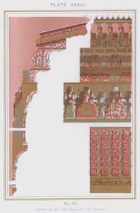 Gesims til taket, Court of The Mosque (farge litho) av Spanish School