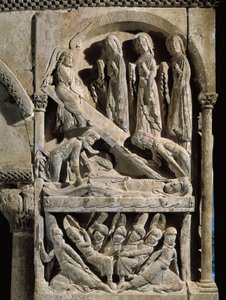 Kristi avsetning. Skulptur laget av mesteren til Saint Dominic de Silos (1100-tallet). Relieff på stein av Spanish School
