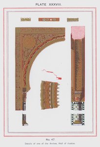 Detaljer om en av buene, Hall of Justice (farge litho) av Spanish School