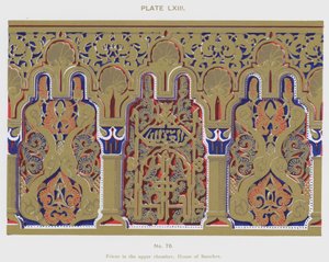 Frise i det øvre kammeret, House of Sanchez (farge litho) av Spanish School