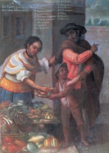 Fra en farget mann og en mulattkilde et mørkt barn (olje på lerret) av Spanish School