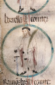 Gotisk kunst: portrett av Borrell II (934-992), jarl av Barcelona. Miniatyr i "Genealogi av kongene av Aragon og grevene av Barcelona". 14.-15. århundre. av Spanish School