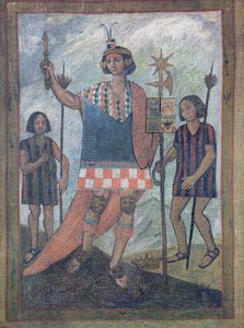 Innbyggere i den nye verden møtt av Christopher Columbus på sin første reise i 1492 av Spanish School