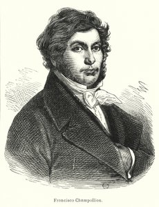 Jean-Francois Champollion , fransk lærd, filolog og dechiffrerer av gamle egyptiske hieroglyfer (litho) av Spanish School