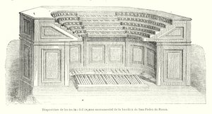Layout av nøklene til det monumentale orgelet til Peterskirken, Roma (litho) av Spanish School