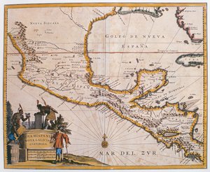 Kart over New Spain, New Galicia og Guatemala, 1625