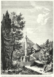 Monument til Magdeburg-rettighetene, også kjent som dåp av Ruthenia-monumentet, Kiev, Ukraina (litho) av Spanish School