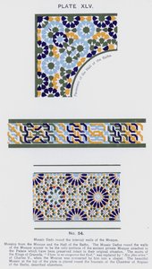 Mosaikk Dado rundt de indre veggene til moskeen (farge litho) av Spanish School