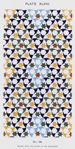 Mosaikk fra portikken til Generalife (farge litho) av Spanish School